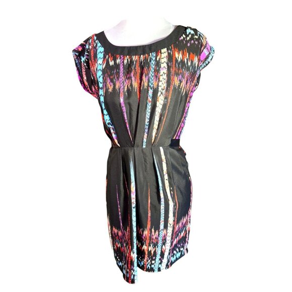 Be Bop Womens Sleeveless Black Multicolor Dress With Back Zipper & Tie Belt - Picture 2 of 10